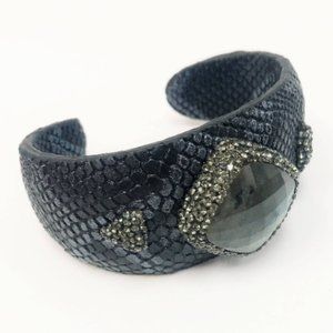 Snakeskin Cuff With Labradorite center Rhinestones